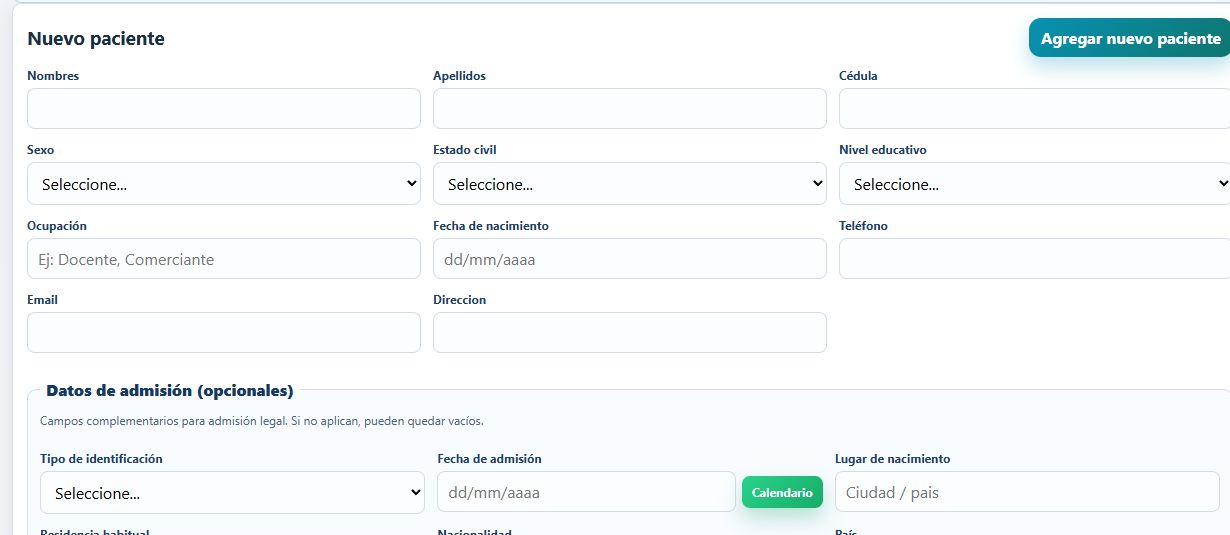 Listado real anonimizado de pacientes en MEDIXE